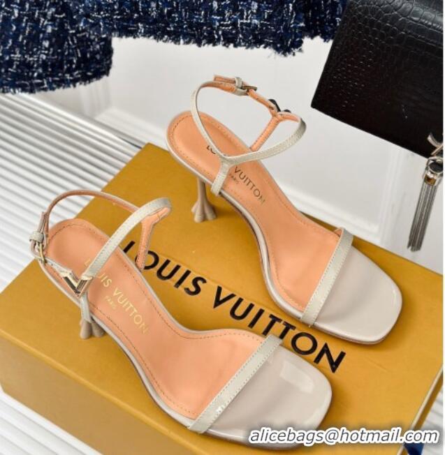 Purchase Louis Vuitton Blossom Heel Sandals 9.5cm Patent Leather Light Grey 0320037