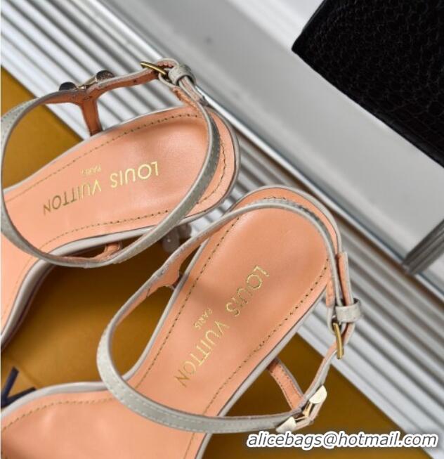 Purchase Louis Vuitton Blossom Heel Sandals 9.5cm Patent Leather Light Grey 0320037