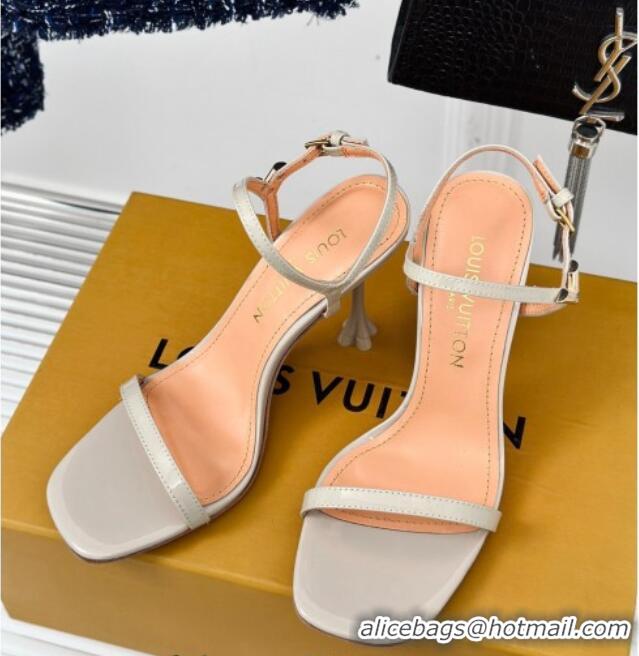 Purchase Louis Vuitton Blossom Heel Sandals 9.5cm Patent Leather Light Grey 0320037