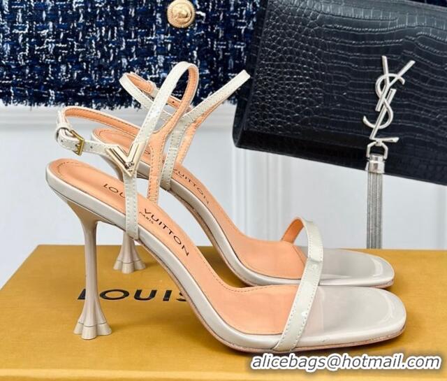 Purchase Louis Vuitton Blossom Heel Sandals 9.5cm Patent Leather Light Grey 0320037