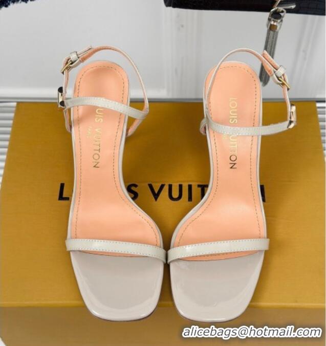 Purchase Louis Vuitton Blossom Heel Sandals 9.5cm Patent Leather Light Grey 0320037