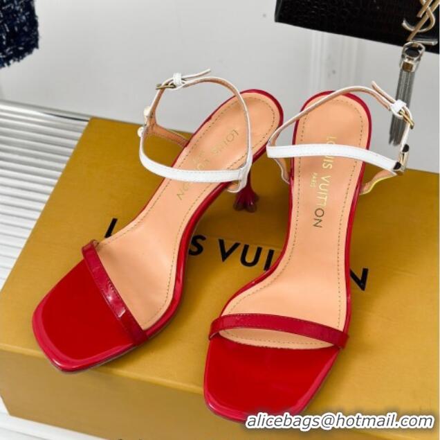 Top Grade Louis Vuitton Blossom Heel Sandals 9.5cm Patent Leather Red 0320038