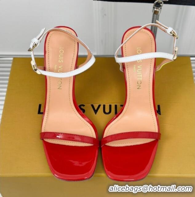 Top Grade Louis Vuitton Blossom Heel Sandals 9.5cm Patent Leather Red 0320038