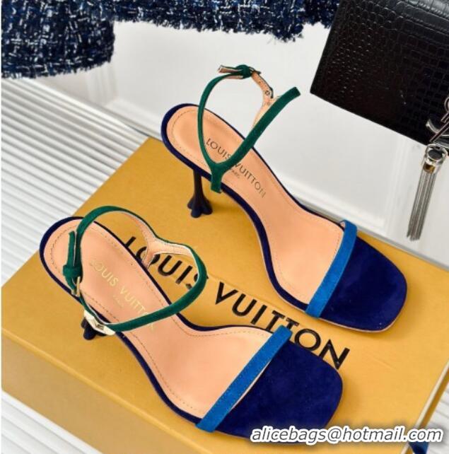 Good Quality Louis Vuitton Blossom Heel Sandals 9.5cm Blue/Green 0320039