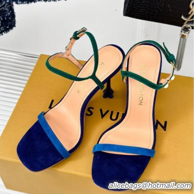 Good Quality Louis Vuitton Blossom Heel Sandals 9.5cm Blue/Green 0320039