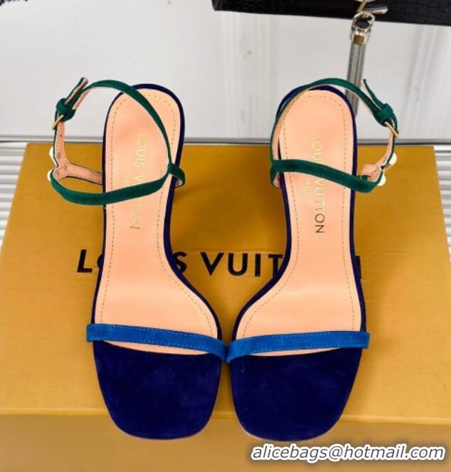 Good Quality Louis Vuitton Blossom Heel Sandals 9.5cm Blue/Green 0320039