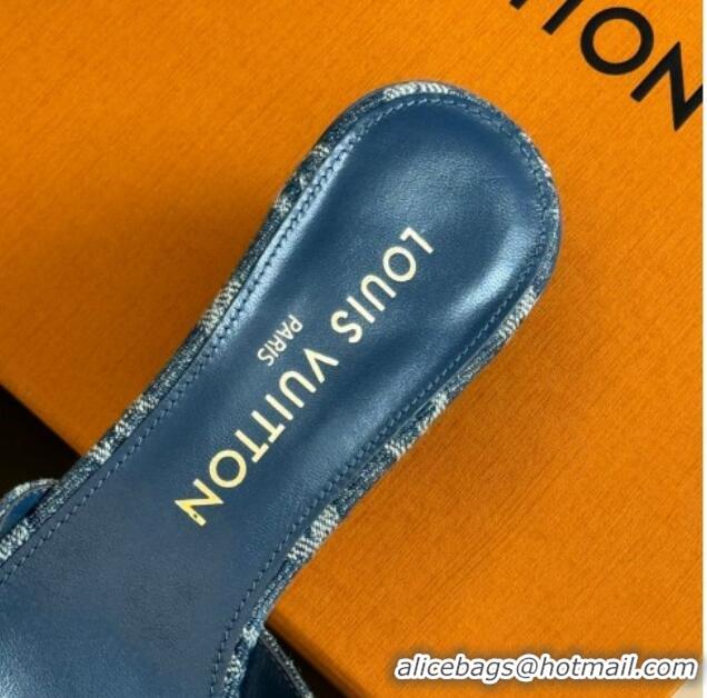 Low Cost Louis Vuitton Neo Revival Heel Slide Sandals 5.5cm in Blue Monogram Denim 0320042