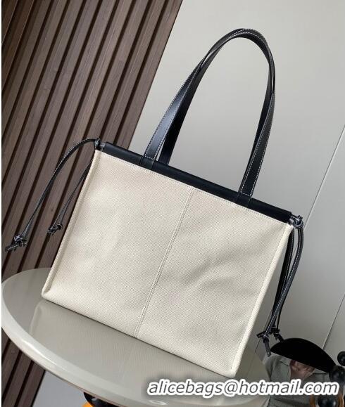 Affordable Price Loewe Cushion Canvas Tote Bag L1062 White/Black 2023