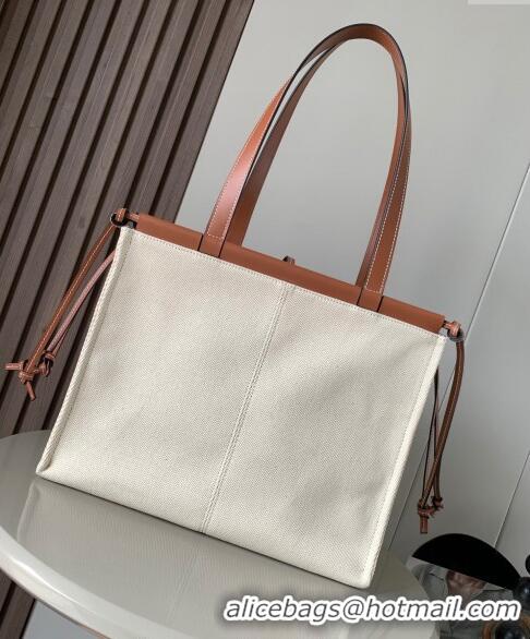 Buy Discount Loewe Cushion Canvas Tote Bag L1062 White/Brown 2023