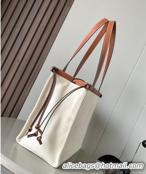 Buy Discount Loewe Cushion Canvas Tote Bag L1062 White/Brown 2023