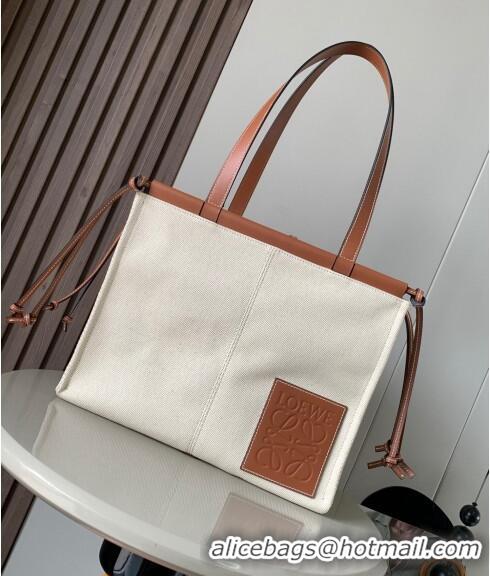 Buy Discount Loewe Cushion Canvas Tote Bag L1062 White/Brown 2023