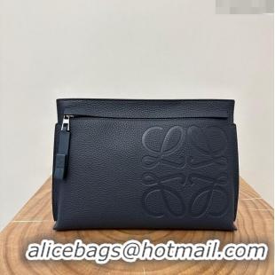 Reasonable Price Loewe T Pouch in Grained Calfskin L2701 Navy Blue 2023 TOP