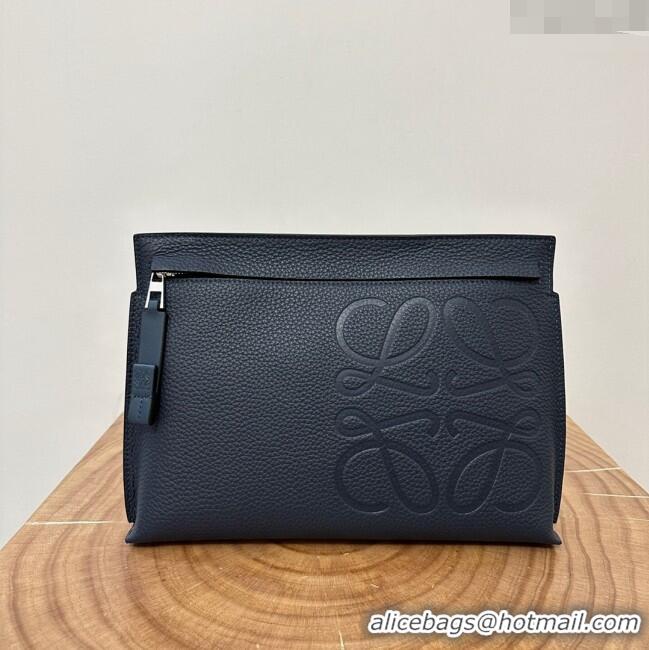 Reasonable Price Loewe T Pouch in Grained Calfskin L2701 Navy Blue 2023 TOP