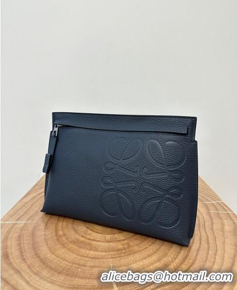 Reasonable Price Loewe T Pouch in Grained Calfskin L2701 Navy Blue 2023 TOP