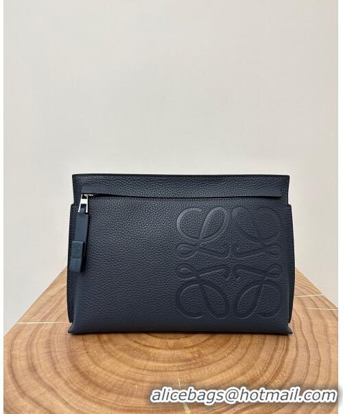 Reasonable Price Loewe T Pouch in Grained Calfskin L2701 Navy Blue 2023 TOP