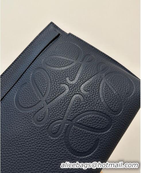 Reasonable Price Loewe T Pouch in Grained Calfskin L2701 Navy Blue 2023 TOP