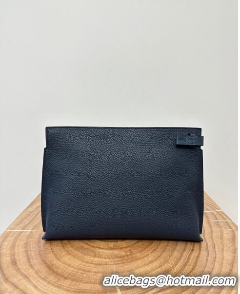 Reasonable Price Loewe T Pouch in Grained Calfskin L2701 Navy Blue 2023 TOP