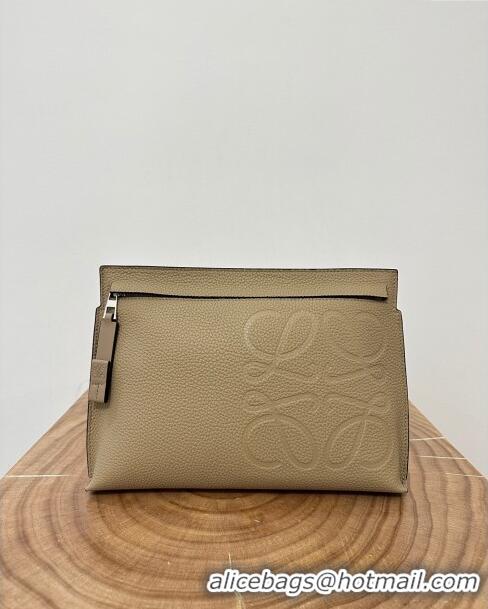 New Style Loewe T Pouch in Grained Calfskin L2701 Beige 2023 TOP