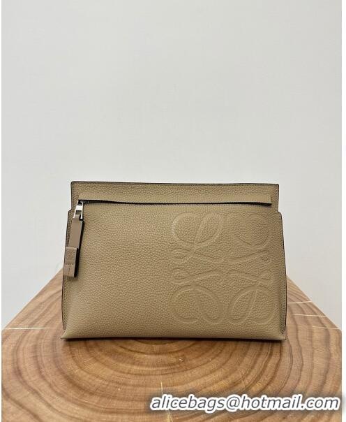 New Style Loewe T Pouch in Grained Calfskin L2701 Beige 2023 TOP