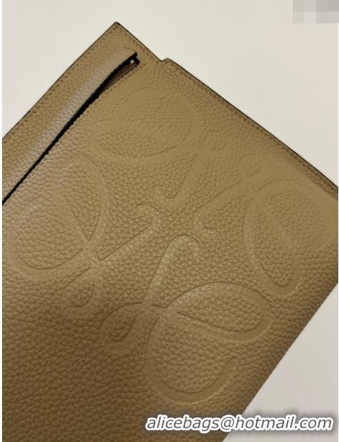 New Style Loewe T Pouch in Grained Calfskin L2701 Beige 2023 TOP