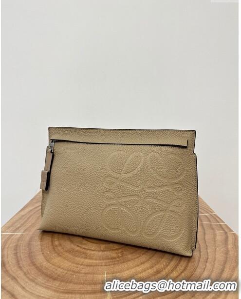 New Style Loewe T Pouch in Grained Calfskin L2701 Beige 2023 TOP