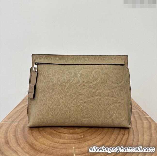 New Style Loewe T Pouch in Grained Calfskin L2701 Beige 2023 TOP