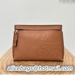 Traditional Specials Loewe T Pouch in Grained Calfskin L2701 Brown 2023 TOP