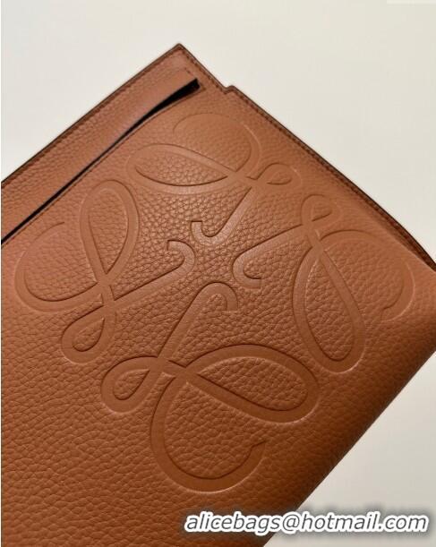 Traditional Specials Loewe T Pouch in Grained Calfskin L2701 Brown 2023 TOP