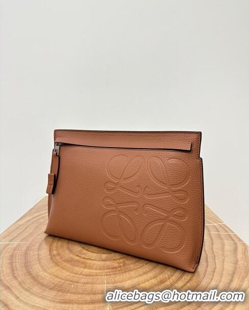 Traditional Specials Loewe T Pouch in Grained Calfskin L2701 Brown 2023 TOP