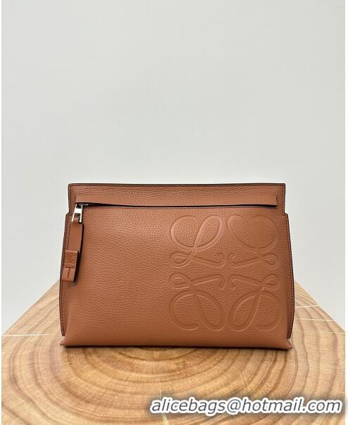 Traditional Specials Loewe T Pouch in Grained Calfskin L2701 Brown 2023 TOP