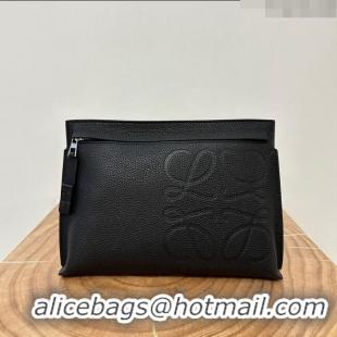 Inexpensive Loewe T Pouch in Grained Calfskin L2701 Black 2023 TOP