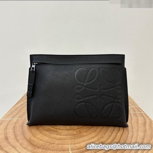 Inexpensive Loewe T Pouch in Grained Calfskin L2701 Black 2023 TOP