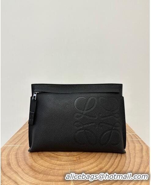 Inexpensive Loewe T Pouch in Grained Calfskin L2701 Black 2023 TOP