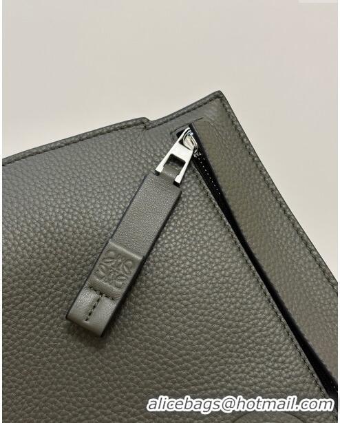 Promotional Loewe T Pouch in Grained Calfskin L2701 Khaki Green 2023 TOP