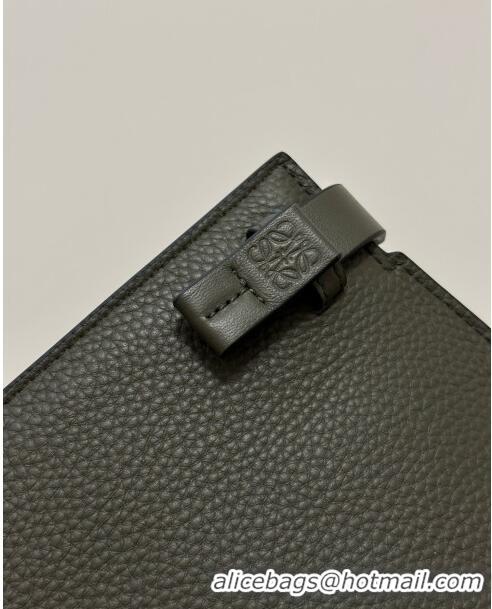 Promotional Loewe T Pouch in Grained Calfskin L2701 Khaki Green 2023 TOP