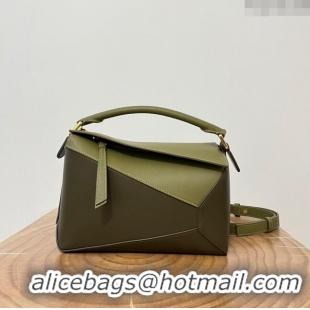 Famous Brand Loewe Small Puzzle Bag in Classic Calfskin 9311L Olive Green/Khaki Green 2023 TOP