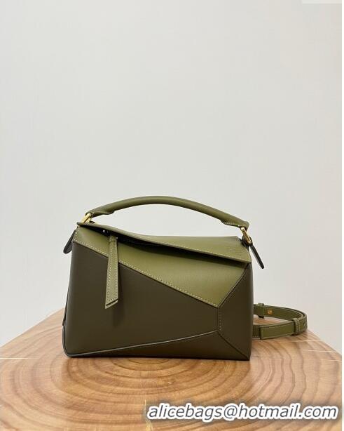 Famous Brand Loewe Small Puzzle Bag in Classic Calfskin 9311L Olive Green/Khaki Green 2023 TOP