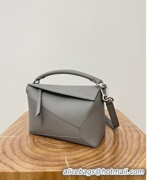 Low Cost Loewe Small Puzzle Bag in Soft Grained Calfskin 8010L Pearl Grey 2023 TOP