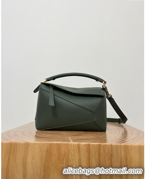 Promotional Loewe Small Puzzle Bag in Classic Calfskin 9311L Bottle Green 2023 TOP