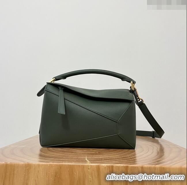 Promotional Loewe Small Puzzle Bag in Classic Calfskin 9311L Bottle Green 2023 TOP