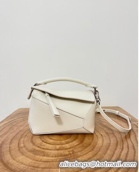 Shop Grade Loewe Mini Puzzle Bag in Soft Grained Calfskin 9310L White 2023 TOP