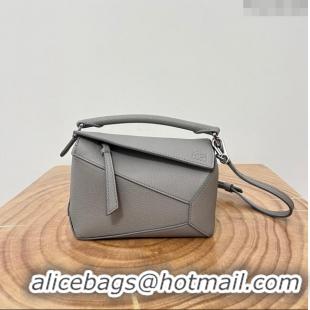 Top Grade Loewe Mini Puzzle Bag in Soft Grained Calfskin 9310L Pearl Grey 2023 TOP