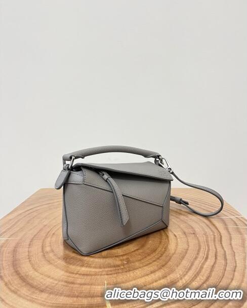 Top Grade Loewe Mini Puzzle Bag in Soft Grained Calfskin 9310L Pearl Grey 2023 TOP