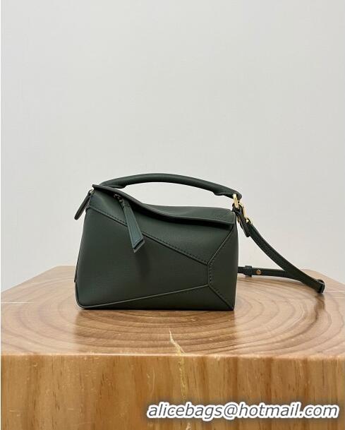 Best Price Loewe Mini Puzzle Bag in Classic Calfskin 9310L Bottle Green 2023 TOP