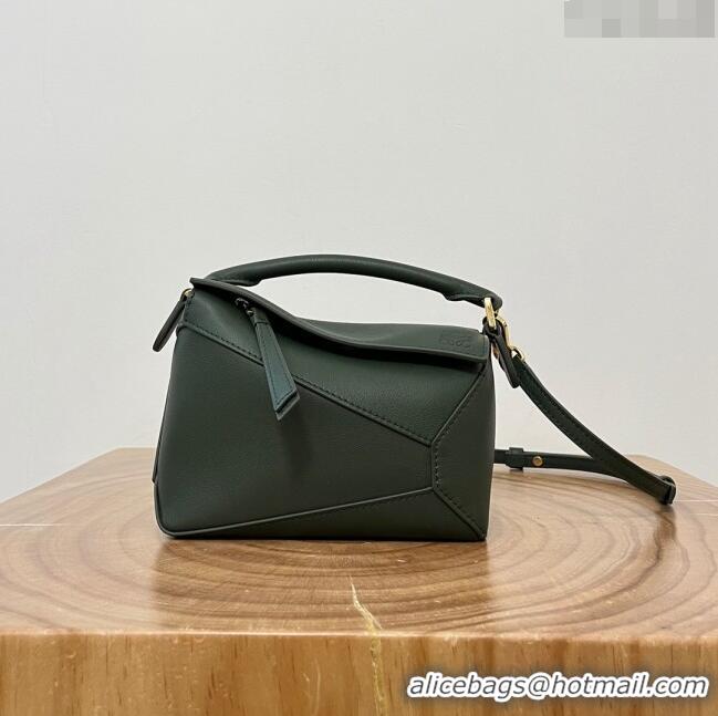 Best Price Loewe Mini Puzzle Bag in Classic Calfskin 9310L Bottle Green 2023 TOP