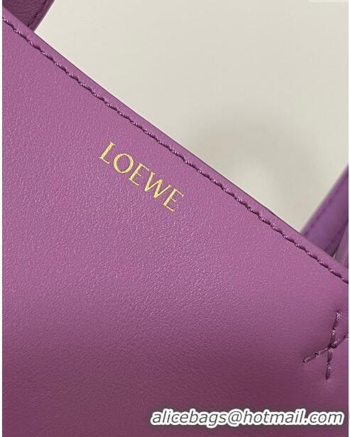 Promotional Loewe Mini Puzzle Fold Tote in Shiny Calfskin 9030L Purple Top