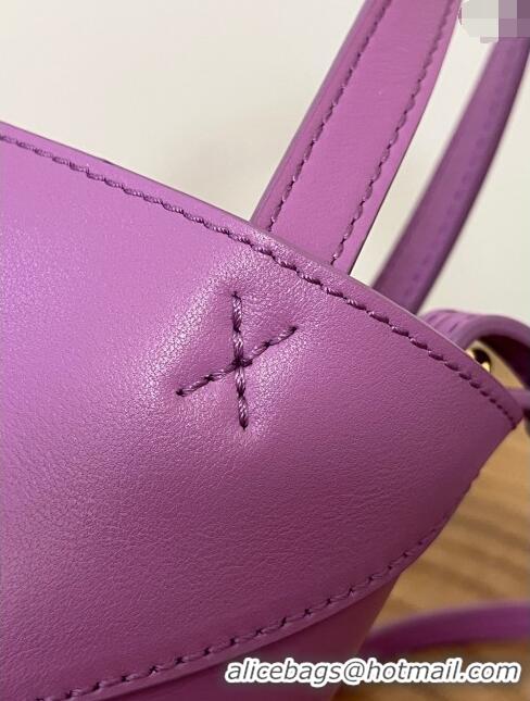 Promotional Loewe Mini Puzzle Fold Tote in Shiny Calfskin 9030L Purple Top