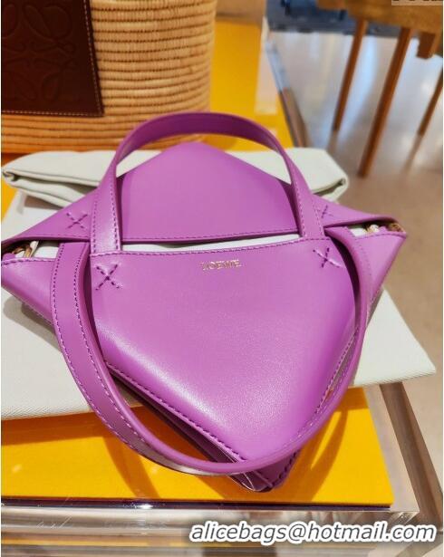 Promotional Loewe Mini Puzzle Fold Tote in Shiny Calfskin 9030L Purple Top