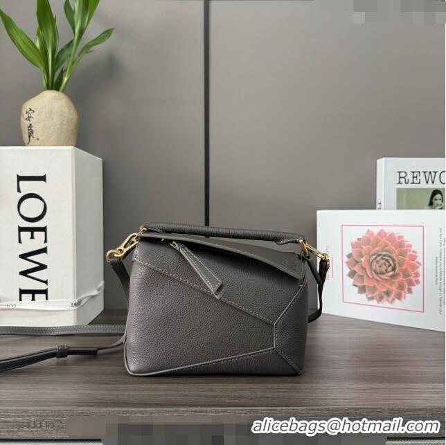 Super Quality Loewe Mini Puzzle Edge bag in Grained Calfskin 062312 Coffee Grey 2023