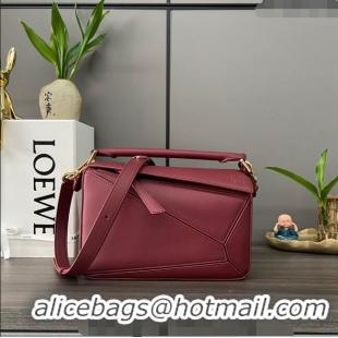 Buy Discount Loewe Small Puzzle Edge bag in Classic Calfskin 261801 Burgundy 2023